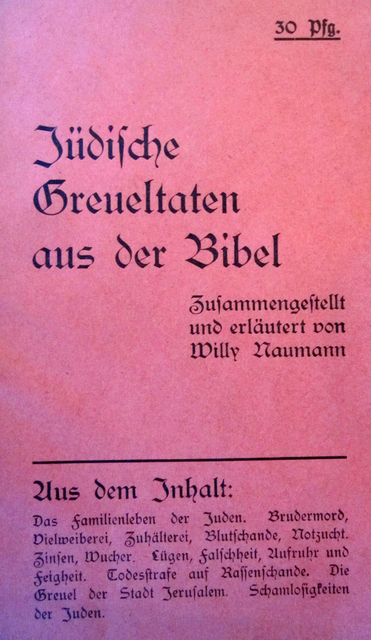 Jewish Atrocities from the Bible From the contents: The family life of Jews. Fratricide, polygamy, pimping, incest, rape. Interest, usury. Lies, duplicity, rebellion and cowardice. The road to death via race defilement. The horrors of the city of Jerusalem. The shamelessness of Jews.